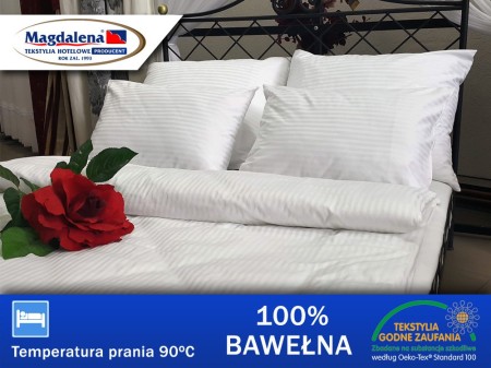 Poszwa hotelowa w pasy biała
