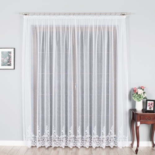 Przejdź do produktu KUPON 170x230 cm Firana biała żakardowa ze wzorem 004304