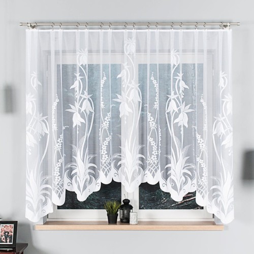 Przejdź do produktu Firanka żakardowa gotowa w kwiaty ANETA rozmiar 310x160 cm 015489