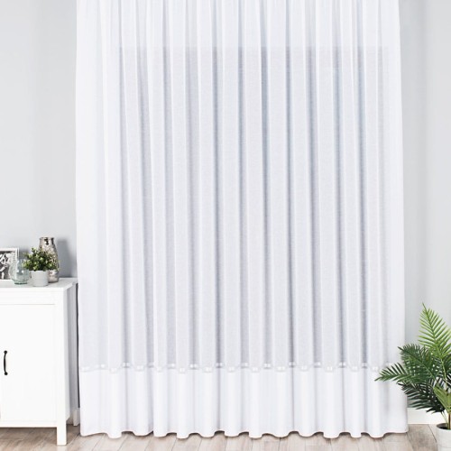 Przejdź do produktu Firanka fantazyjna ze wzorem na samym dole z ołowianką, wysokość 250cm, kolor 001 biały ze srebrnym pasem 000641/000/001/000250/1