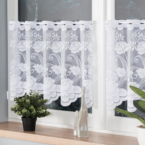 Przejdź do produktu Firanka - zazdrostka z kwiatowym wzorem wysokość 50 cm 023006