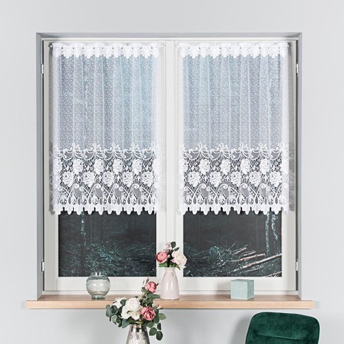 Przejdź do produktu Firanka biała żakardowa - zazdrostka wysokość 100 cm 017480
