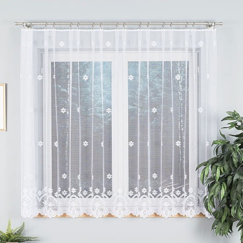 Przejdź do produktu Firanka biała żakardowa ze wzorem wysokość 150 cm 004421