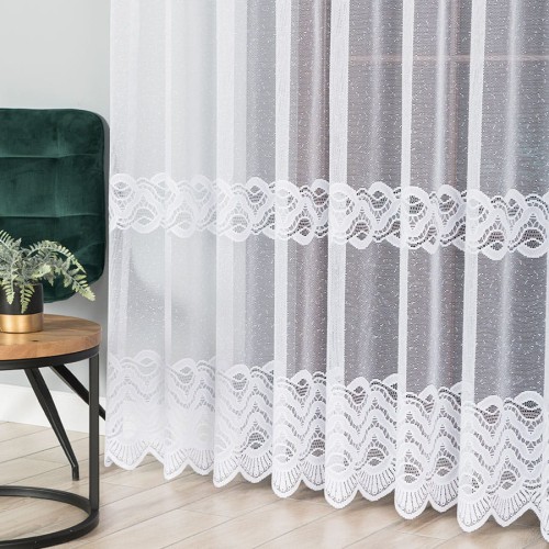 Przejdź do produktu Firanka żakardowa ze wzorem pasowym wysokość 250 cm 004998