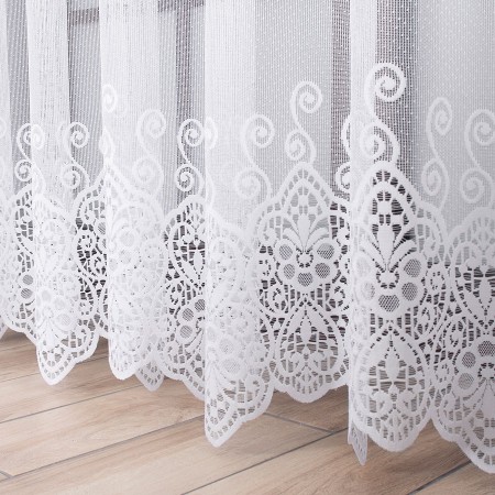 Firana żakardowa  ze wzorem długa do salonu