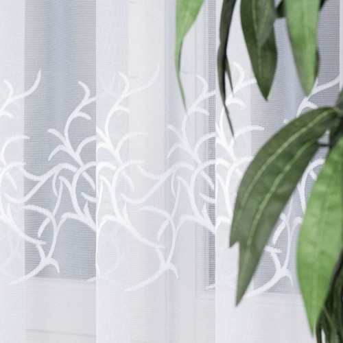 Przejdź do produktu Firanka na taśmie biała ze wzorem pasowym 800x245 cm MAG623. Na wymiar