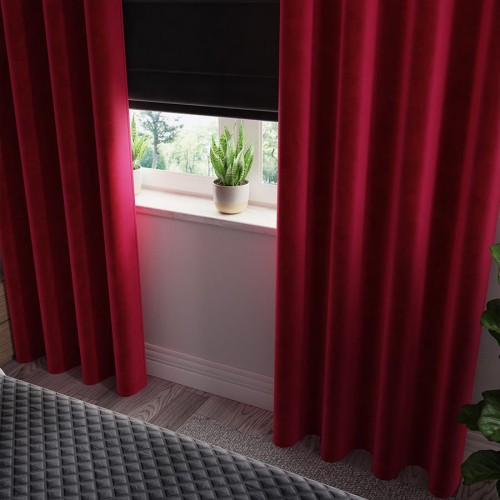 Przejdź do produktu Zasłona gotowa na przelotkach czerwona do pokoju 140x250 cm MAVELVI