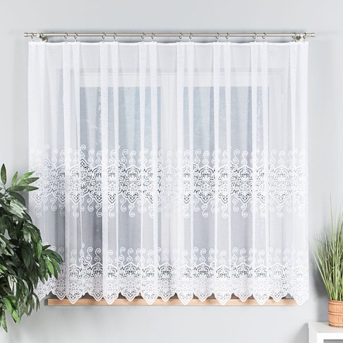 Przejdź do produktu KUPON 300x150 cm firana biała żakardowa ze wzorem 018495