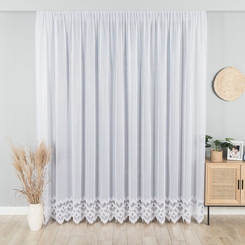 Przejdź do produktu KUPON 230x220 cm Firana żakardowa ze wzorem u dołu 018989