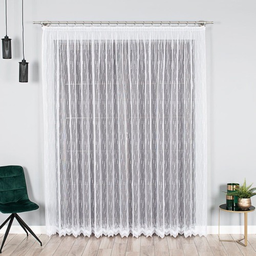 Przejdź do produktu KUPON 250x250 cm Firana żakardowa biała ze wzorem 000146