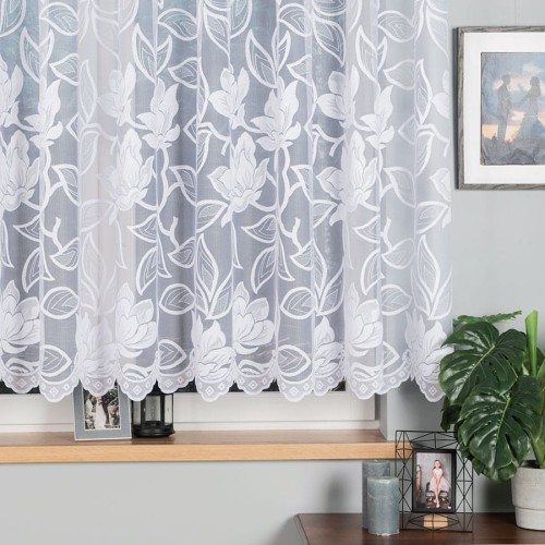 Przejdź do produktu Firanka żakardowa z kwiatowym wzorem wysokość 150 cm 023338 