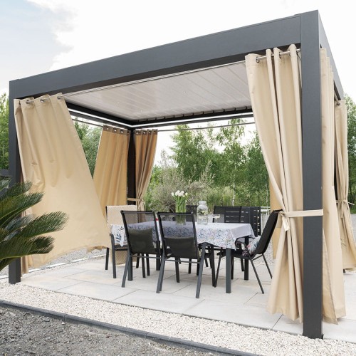 Przejdź do produktu Zasłona do altany na przelotkach kolor ciemny kremowy rozmiar 140x220 cm GARDENIA