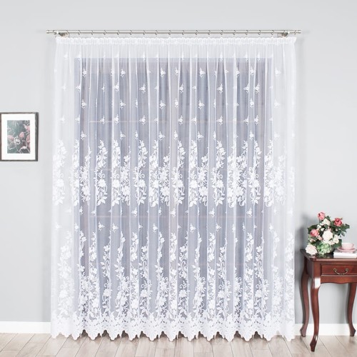Przejdź do produktu KUPON 180x270 cm Firana żakardowa ze wzorem kwiatowym 023092