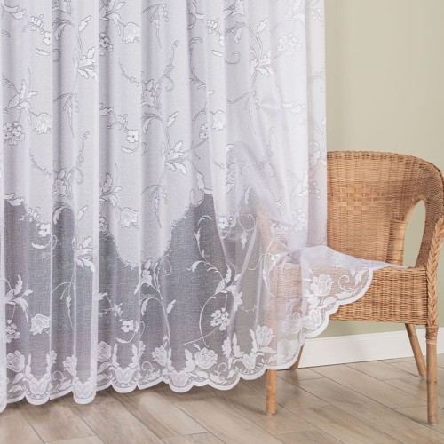 Przejdź do produktu Firanka żakardowa z kwiatowym wzorem  wysokość 230 cm 023418