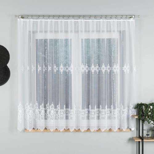 Przejdź do produktu KUPON 450x160 cm Firanka biała żakardowa ze wzorem 618495