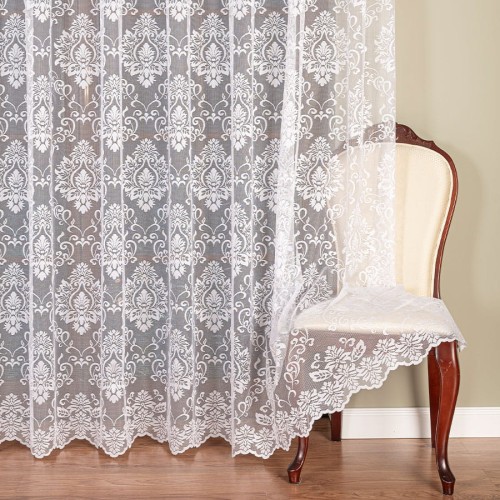 Przejdź do produktu Firanka żakardowa biała ze wzorem po całości wysokość 230 cm 022702