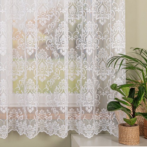 Przejdź do produktu Firanka biała żakardowa ze wzorem wysokość 180 cm 022702