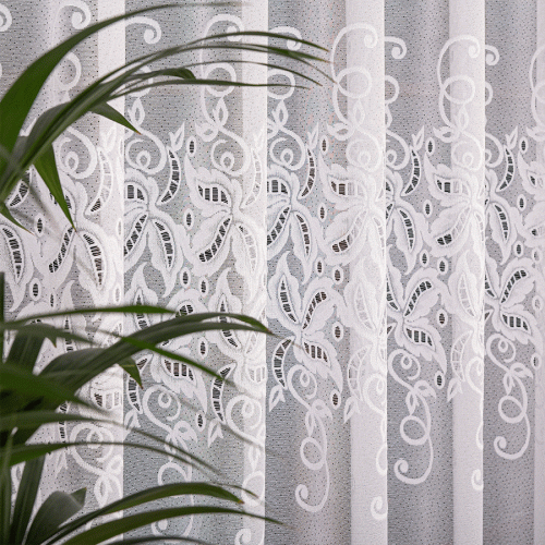 Przejdź do produktu KUPON 300x150 cm Firanka żakardowa z pasowym wzorem 360950