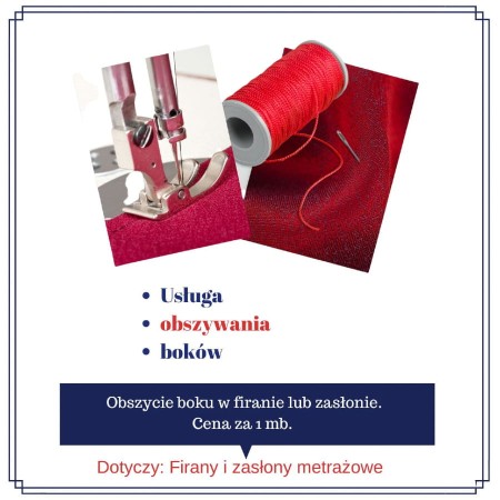 obszycie boku w firanie lub zaslonie