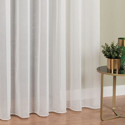 Przejdź do produktu Firanka fantazyjna biała z ołowianką ze wzorem jodełki wysokość 300 cm 019303/W1