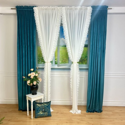 Przejdź do produktu Gotowa firana na taśmie biała z falbanką 140x250 cm M45