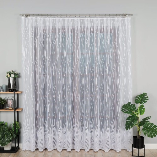 Przejdź do produktu KUPON 130x250 cm Firana żakardowa biała ze wzorem 007505