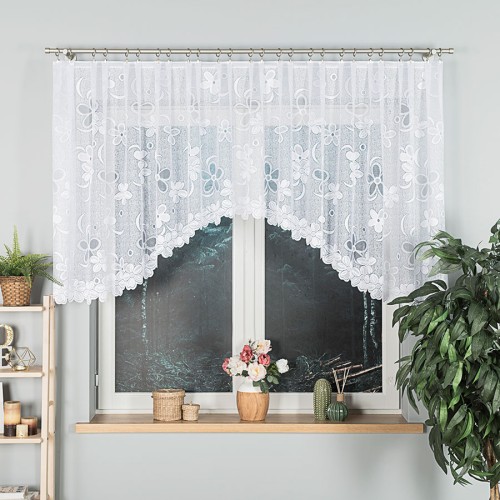 Przejdź do produktu Firanka żakardowa z kwiatowym wzorem RENATA rozmiar 350x110 cm 049885