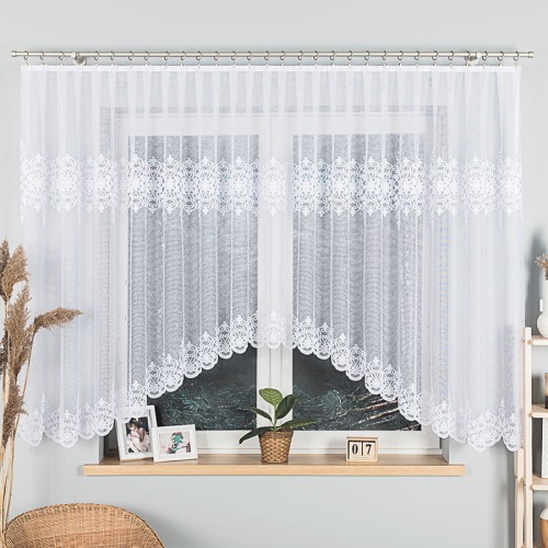 Przejdź do produktu Firanka żakardowa gotowa biała ŻANETA rozmiar 450x155 cm 181043