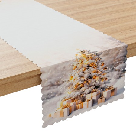 ZŁOTA CHOINKA Bieżnik NINA WODOODPORNA, 38x160cm, kolor 001 biało-złoty PBN368/KSP/C01/038160/1