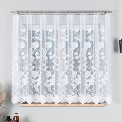 Przejdź do produktu KUPON 200x160 cm Firana żakardowa biała ze wzorem 023006