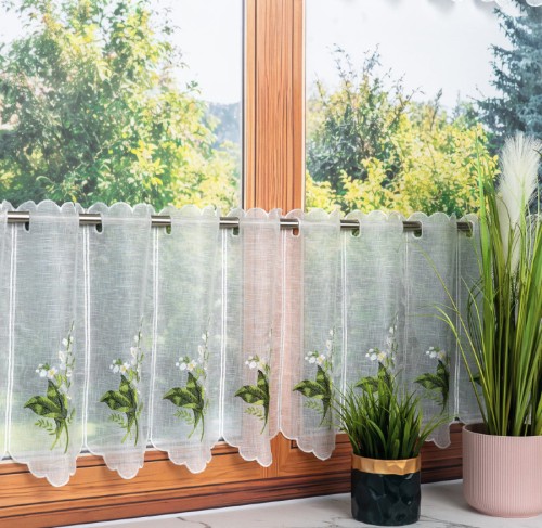 Przejdź do produktu Zazdrostka panelowa z haftem kwiatów konwalii rozmiar 15x40 cm DZ9