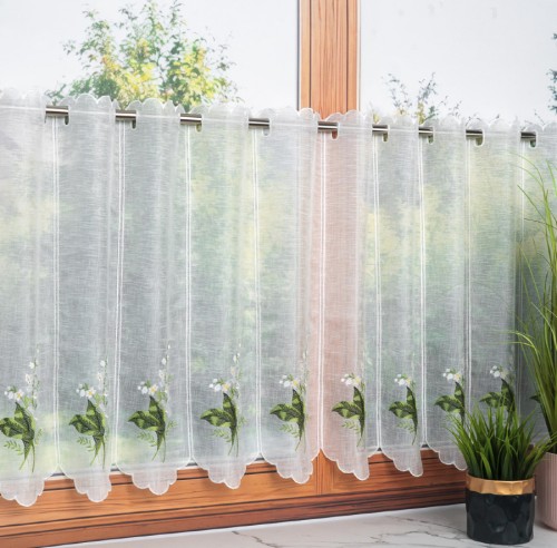 Przejdź do produktu Zazdrostka panelowa haftowana z kwiatami konwalii rozmiar 15x60 cm DZ9