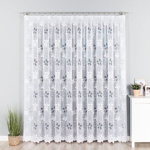 Przejdź do produktu KUPON 200x250 cm Firana żakardowa z kwiatowym wzorem 049885