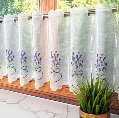 Przejdź do produktu Zazdrostka panelowa haftowana z bukietami lawendy rozmiar 15x60 cm DZ11