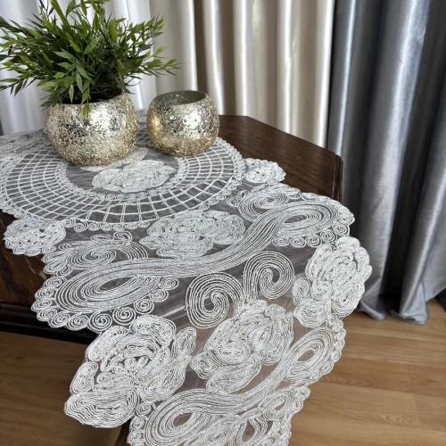Przejdź do produktu Pasaż dekoracyjny kremowo-złoty rozmiar 40x140 cm P4