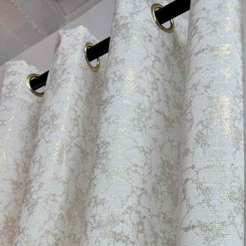 Przejdź do produktu Zasłona na przelotkach kremowa z szampańskim nadukiem 140x250 cm M116