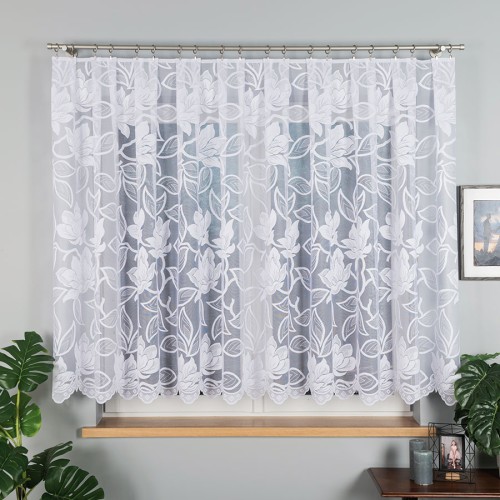 Przejdź do produktu Firanka żakardowa ze wzorem po całości wysokość 140cm, kolor 001 biały 023338/000/001/000140/1