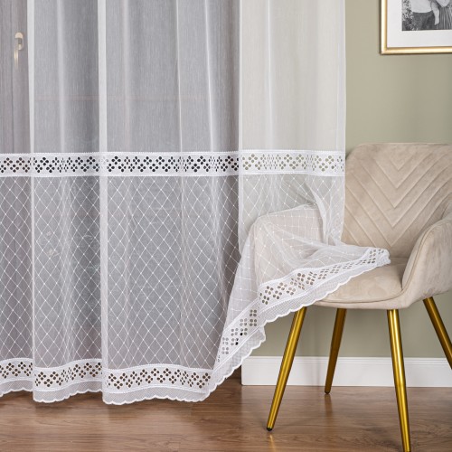 Przejdź do produktu Firanka haftowana po całości, wysokość 285cm, kolor 001 biały FH0019/768/001/000285/1