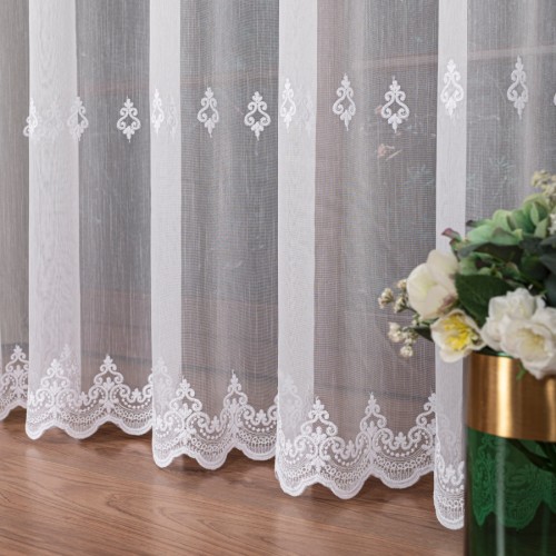 Przejdź do produktu Firanka haftowana z pasowym wzorem wysokość 300 cm FH0040