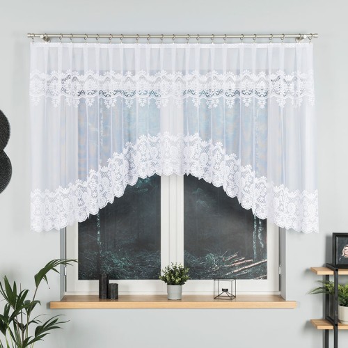 Przejdź do produktu Firanka żakardowa gotowa biała DARIA rozmiar 350x120 cm 018982