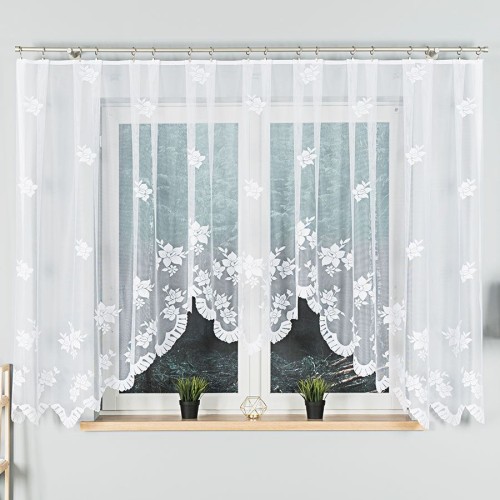 Przejdź do produktu Firanka żakardowa gotowa w kwiaty IRENA rozmiar 420x160 cm 002648