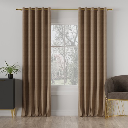 Przejdź do produktu Zasłona gotowa na przelotkach ciemna kawowa 140x260 cm MILAS/007