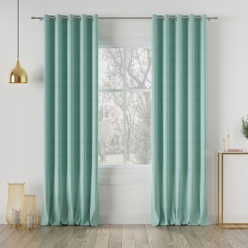 Przejdź do produktu Zasłona gotowa welurowa miętowa na przelotkach 140x260 cm MILAS/056