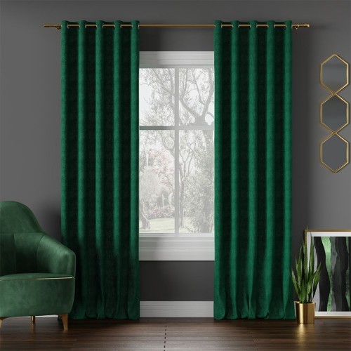 Przejdź do produktu Zasłona gotowa na przelotkach szmaragdowa 140x260 cm MILAS/788