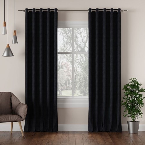 Przejdź do produktu Zasłona gotowa na przelotkach welurowa czarna 140x260 cm MILAS/039