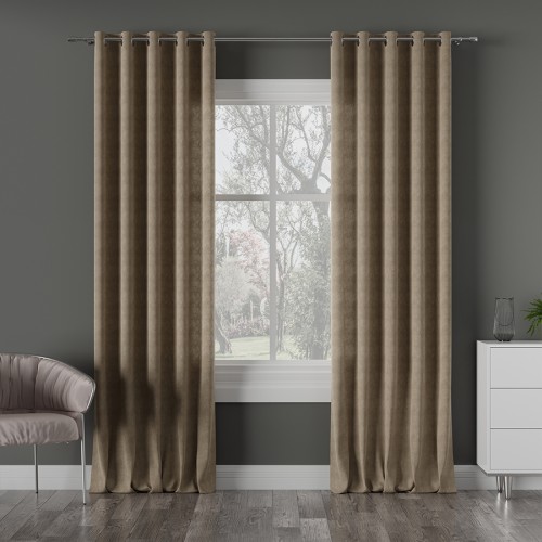 Przejdź do produktu Zasłona gotowa na przelotkach ciemna ciepła beżowa 140x260 cm MILAS/043