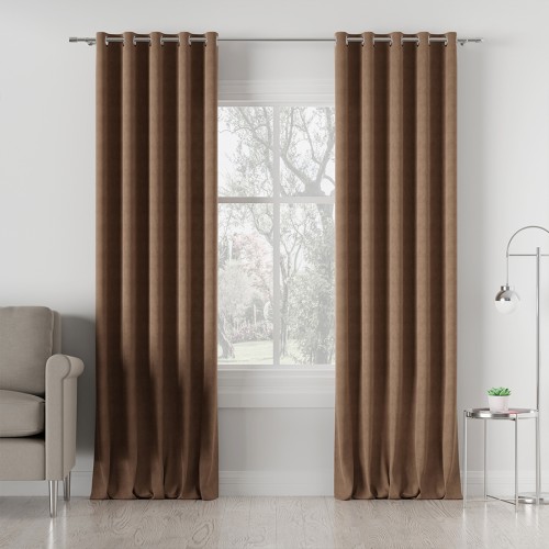 Przejdź do produktu Zasłona gotowa na przelotkach ciepła brązowa 140x260 cm MILAS/008