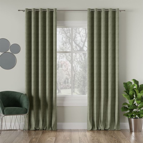 Przejdź do produktu Zasłona gotowa na przelotkach welurowa szarozielona 140x260 cm MILAS/016