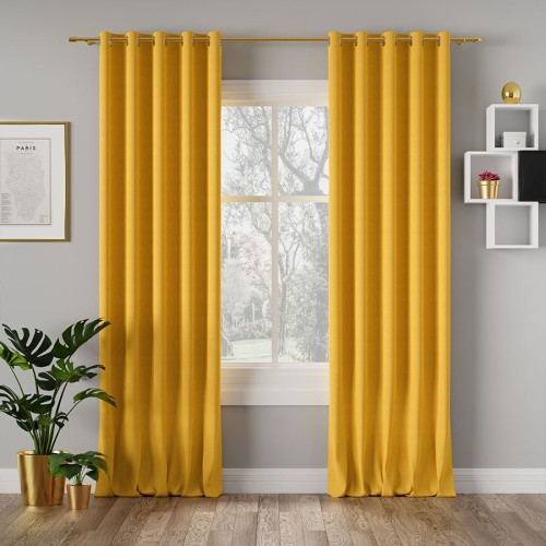 Przejdź do produktu Zasłona gotowa na przelotkach szafranowa 140x260 cm MILAS/047