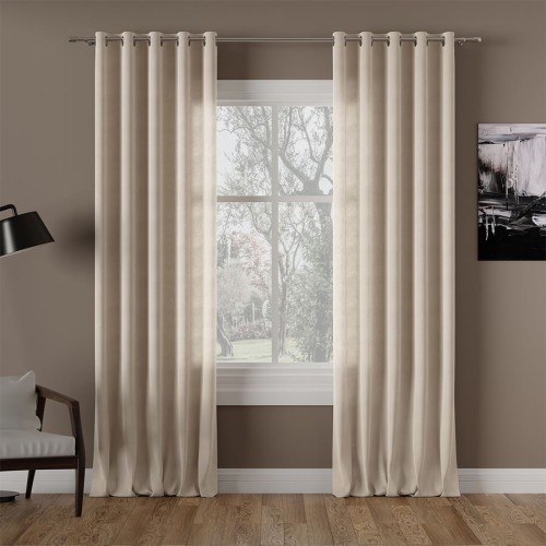 Przejdź do produktu Zasłona gotowa na przelotkach jasna ciepła beżowa 140x260 cm MILAS/374